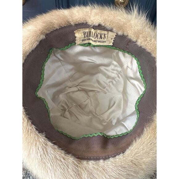 Vintage 1960s Blonde Mink Fur Cloche Hat by Bullocks – Size 21" - Picture 5 of 8
